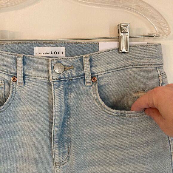 Loft Women’s NWT high waist skinny distressed ankle light wash jeans size 29/8P - Picture 4 of 9